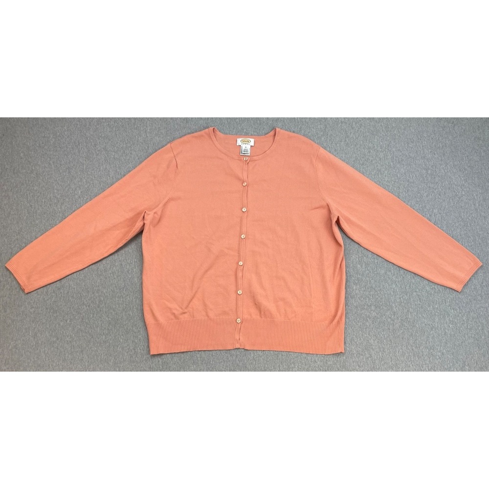 Talbots Sweater Womens 1X Pink Knit Long Sleeve Charming Cardigan